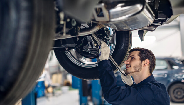 Man working on car